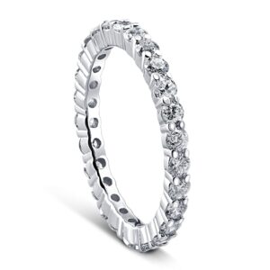 1 Ct Diamond Eternity Ring 10k White Gold Womens Wedding Band - Size 5