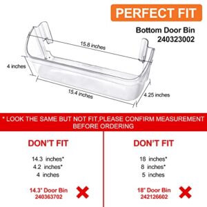 1x UPGRADE 240323002 Refrigerator Door Bin Shelf Replacement Part Compatible for Frigidaire Electrolux Refrigerator Bottom 2 Shelves on Refrigerator Side AP2115742 PS429725 AH429725 FGHS2631PF4A