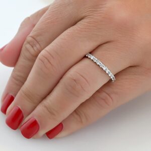 1 Ct Diamond Eternity Ring 10k White Gold Womens Wedding Band - Size 5