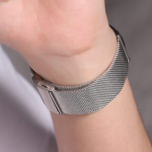 Carty Stainless Steel Mesh Watch Bands for Men,Thin Metal Mesh Watch Strap 20mm Quick Release Watch Band Silver