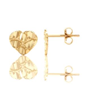 lovebling 10k yellow gold heart nugget stud earrings (0.32" x 0.36")