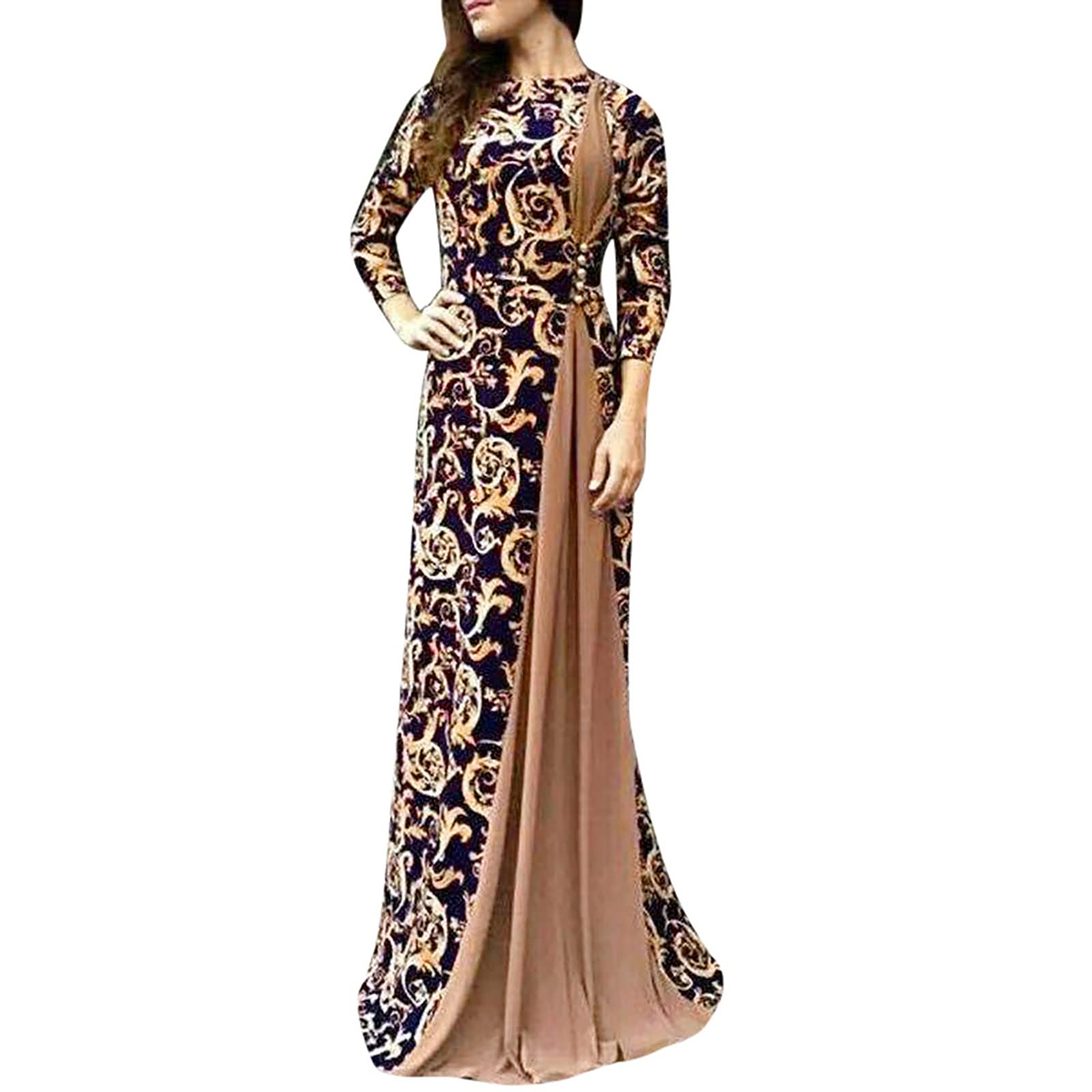 SERYU Women Plus Size maxi Dress Floral Print Long Dress Muslim Dress Islamic Long Dress