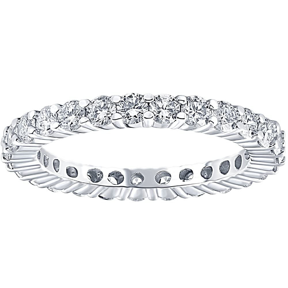 1 Ct Diamond Eternity Ring 10k White Gold Womens Wedding Band - Size 5