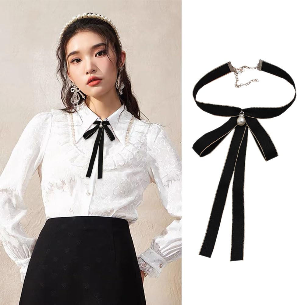 JKQBUX japanese Ladies Party Long Adjustable Bow Tie Womens Girl Necktie Bowtie female ribbon Women Ties Black