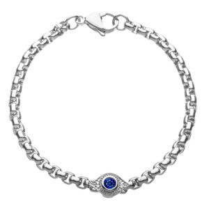 Alef Bet by Paula Evil Eye Bracelet With Blue Sapphire Gemstone and Diamonds for Women, 7"