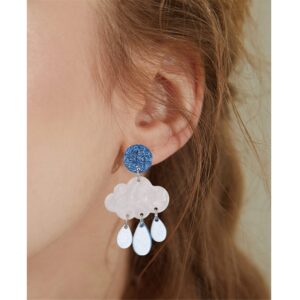 SLSF Unique Lightweight Cute Creative Clouds Water Droplets Dangle Drop Earrings Acrylic Weather (Blue)