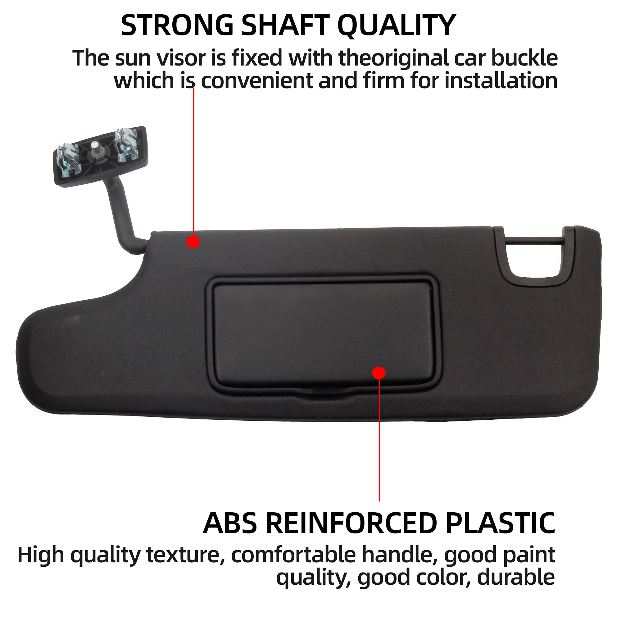 Dasbecan Black Left Driver Side Sun Visor Compatible with Jeep Wrangler JK 2007-2018 Replaces# 6CJ07DX9AA