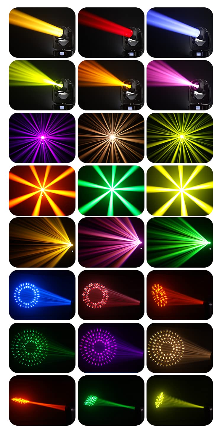 Tawelun 14R 295W Beam Stage Moving Head Light, DMX512 Channel Control, 14 Gobos and 14 Colors with Seven Color Effect for Stage Disco Club Lighting