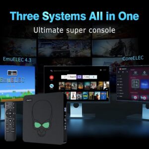 Kinhank Super Console X King Video Game Console Built-in 88000+ Games, Android 9.0&EmuELEC 4.5&CoreE System, 4K UHD Output, 2.4G/5G, Voice Remote Control, 2 Wireless Controllers (64G)