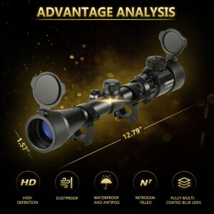 SOROVEE Rifle Scope 3-9x40 EG Red Green Rangefinder Illuminated Optical Tactical Airsoft Scopes for Hunting with 20mm Free Mounts and Flip-Open Covers