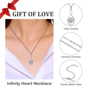 Vanjewnol Mother of The Bride Gifts from Bride Wedding Gifts for Mom from Daughter Infinity Heart Silver Necklace for Women N08F