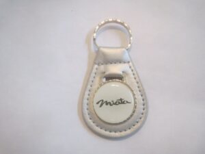 1990's 2000's miata vintage logo leather keychain - silver