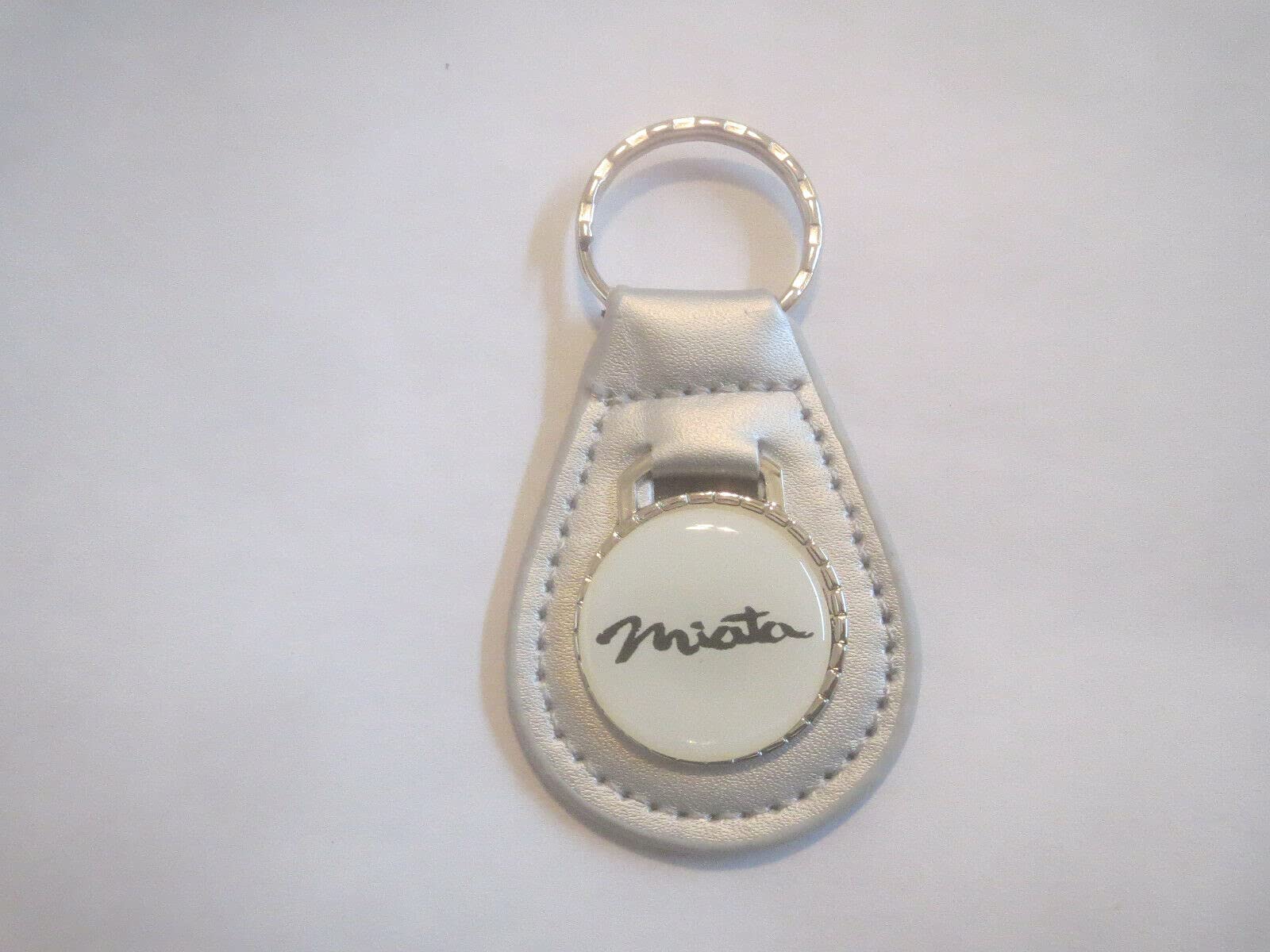 1990's 2000's MIATA VINTAGE LOGO LEATHER KEYCHAIN - SILVER