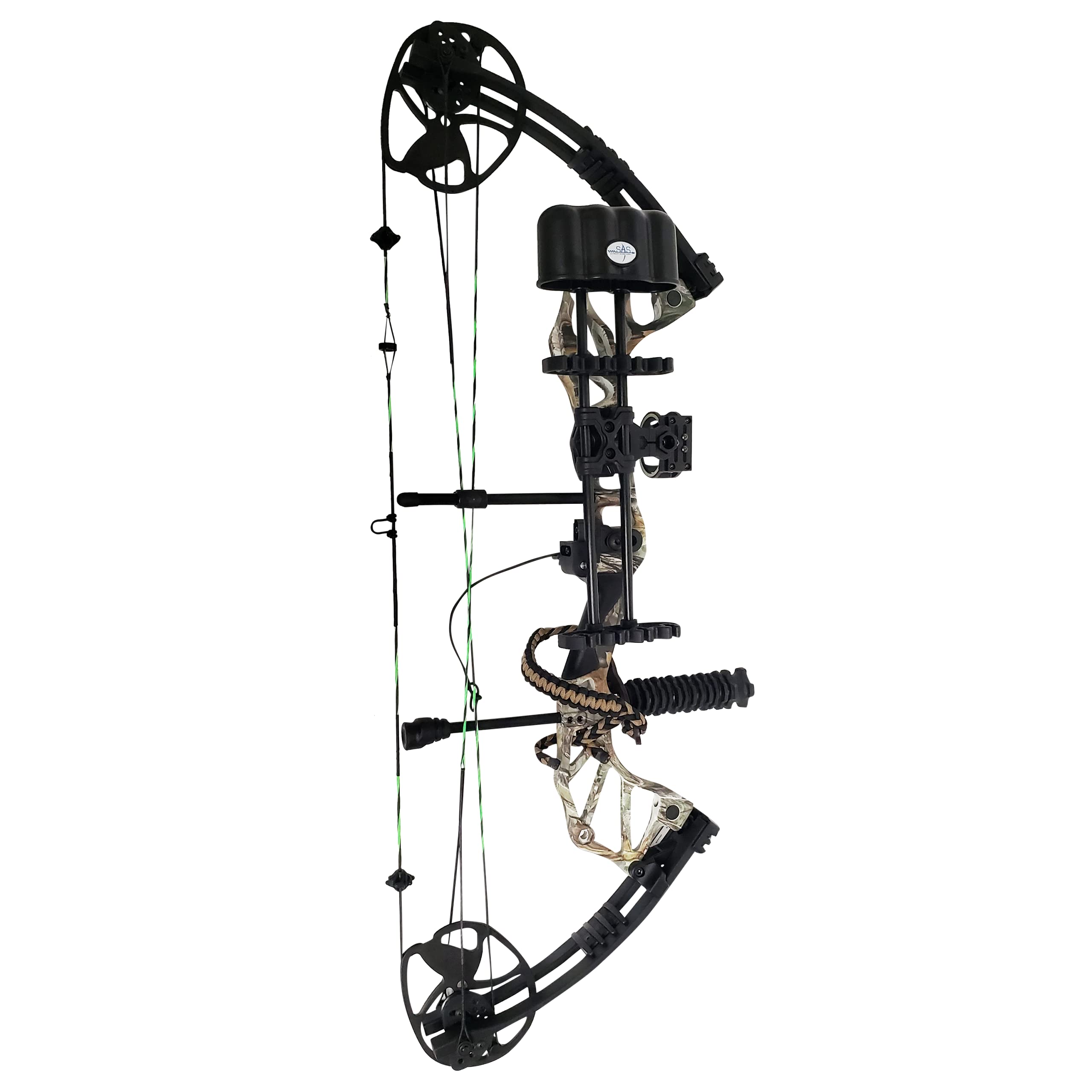 SAS Feud X 30-70 Lbs 19-31" Draw Length Compound Bow Pro Package for Hunting Field Target (Camo)