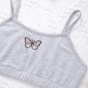 Moggemol Girls 2 Piece Dance Sports Outfits Butterfly Print Cami Crop Tops and Sweatpants Tracksuit Jogger Set Grey 10 Years