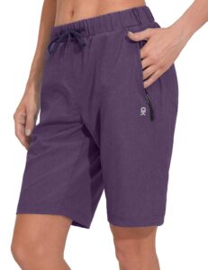 little donkey andy women's lightweight breathable hiking shorts, quick-dry golf shorts with zipper pockets, air-holes tech purple magic heather l