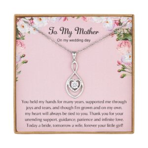 Vanjewnol Mother of The Bride Gifts from Bride Wedding Gifts for Mom from Daughter Infinity Heart Silver Necklace for Women N08F