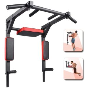 KDFJ Multifunctional Pull Up Bar Wall Mount Dip Station Home Gym Workout Power Tower Set Training Equipment Heavy Duty Dip Stand-Black