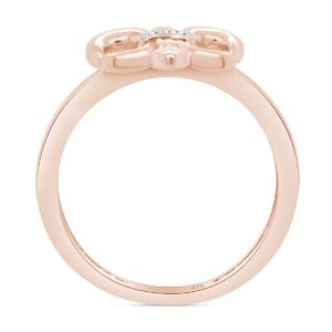 Wishrocks Dainty Fleur-De-Lis Diamond Accent Ring in 18K Rose Gold Over Sterling Silver Ring Size- 6