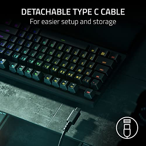 Razer Huntsman V2 TKL Tenkeyless Gaming Keyboard: Fast Linear Optical Switches Gen2 w/Sound Dampeners & 8000Hz Polling Rate - Detachable TypeC Cable - Doubleshot PBT Keycaps - Ergonomic Wrist Rest