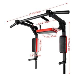 KDFJ Multifunctional Pull Up Bar Wall Mount Dip Station Home Gym Workout Power Tower Set Training Equipment Heavy Duty Dip Stand-Black