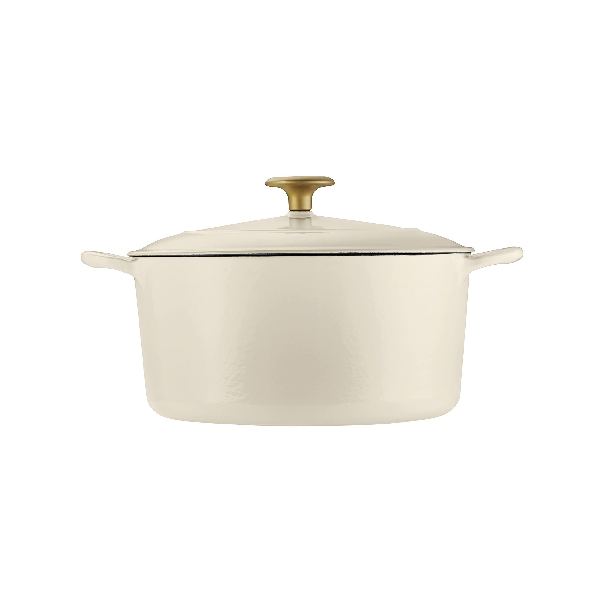 Tramontina Dutch Oven Cast Iron 5.5 Qt Latte with Gold Stainless Steel Knob, 80131/085DS