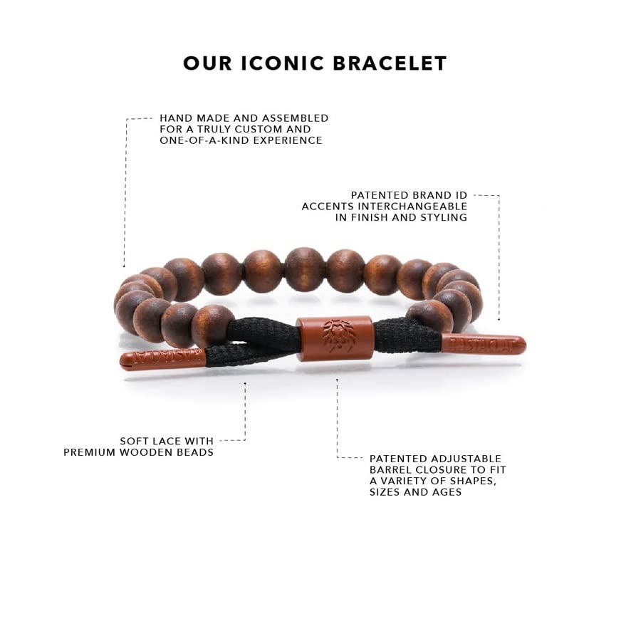 Rastaclat Beaded Bracelet for Men and Women of All Ages - Truth Brown/Black Bracelet | Adjustable Stackable Bracelet Beaded by Hand (Medium/Large)