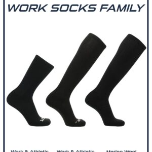 TCK Over the Calf Work Socks 6 Pair Moisture Wicking for Men and Women (Black, Large)