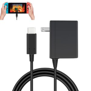 Switch Charger for Nintendo Switch, Switch AC Adapter Power Cord, Charger Cable 15V/2.6A,5V 1.5A Compatible with Nintendo Switch/Switch OLED/Switch Lite Supports TV Mode and Docking Station (Black)