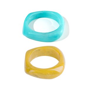 Pingyongchang Multiple Color Square Acrylic Resin Bangle Bracelet Resin Wide Irregular Geometric Plastic Wristbands Cuff Bangle Bracelet for Women Gifts Jewelry-C