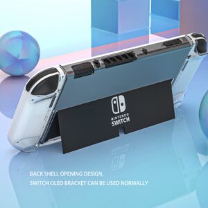 Switch OLED Protective Case,Hard Case Compatible with Nintendo Switch (OLED model) and Joy-Con Controller with Clear Grip Cover Anti-Scratch and Shock-Absorption Design(Crystal Clear)