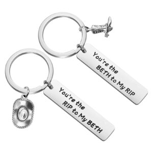 faadbuk tv show inspired keychain couple keychain set you're the rip to my beth gift for her him (rip to my beth keychain)