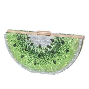 evevictor clutch purse for women, crystal evening bag, watermelon shape handbag, rhinestone money hand bag for prom, party, date (green)