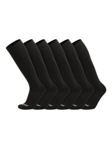 tck over the calf work socks 6 pair moisture wicking for men and women (black, large)