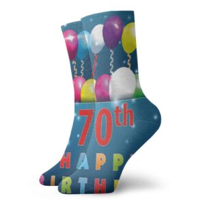 gultmee 70th birthday funny compression socks women and men,colorful balloons on dark blue backdrop party items art print,best for circulation,running,athletic,nurse,travel,multicolor -12 inch