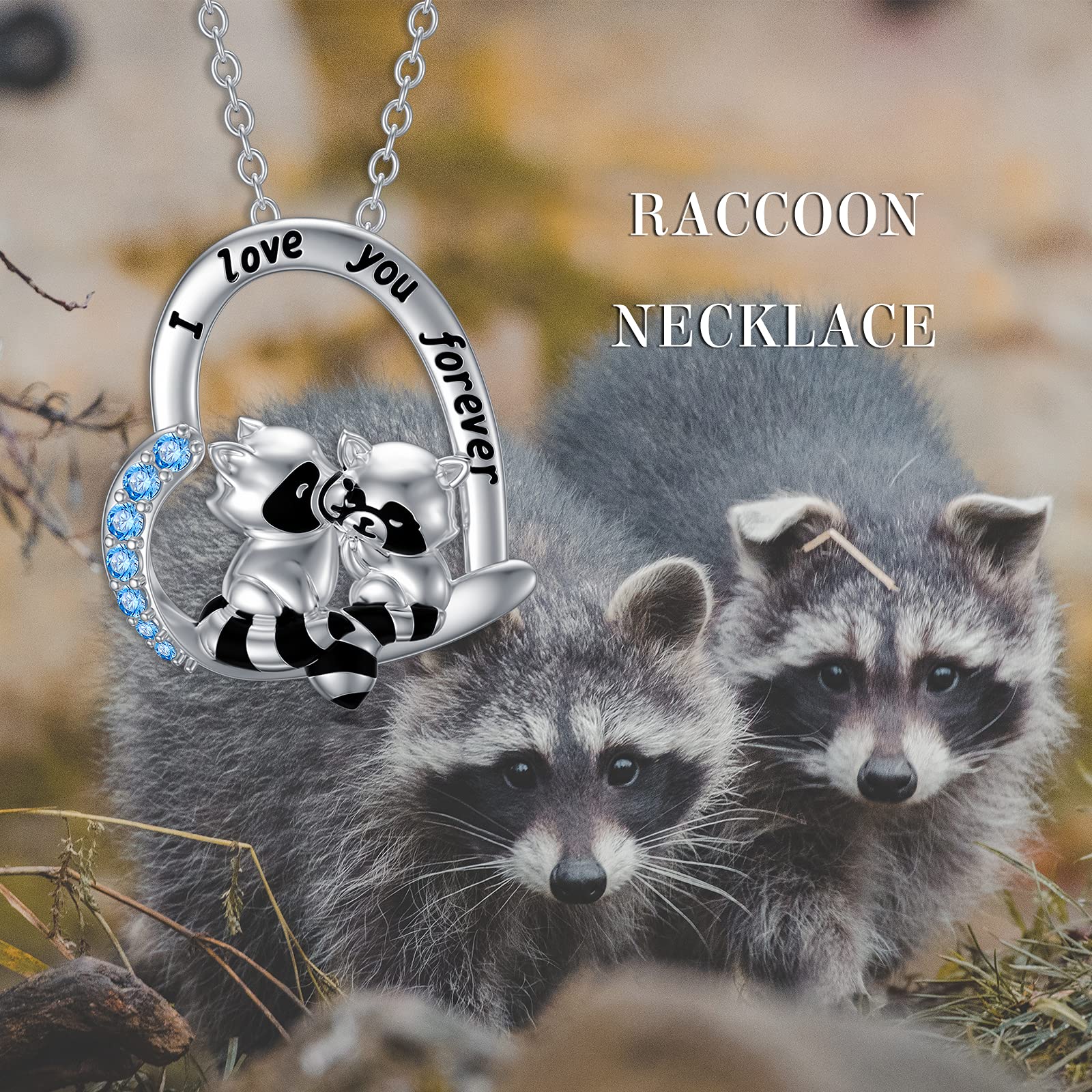 MISTBEE Mothers Day Gifts Raccoon Necklace for Mom Women 925 Sterling Silver Two Raccoon Necklaces Raccoon Jewelry for Birthday Christmas