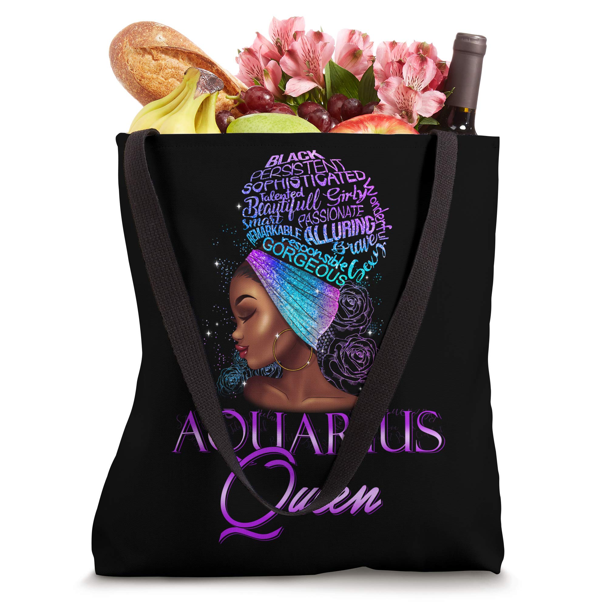 Purple Aquarius Queen African American January February Tote Bag