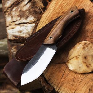 classic blades 8.2" inch bushcraft knife, survival knife, hunting, skinning, fixed blade, outdoor, full tang, camping wooden handle knife with sheath, gifts for him.