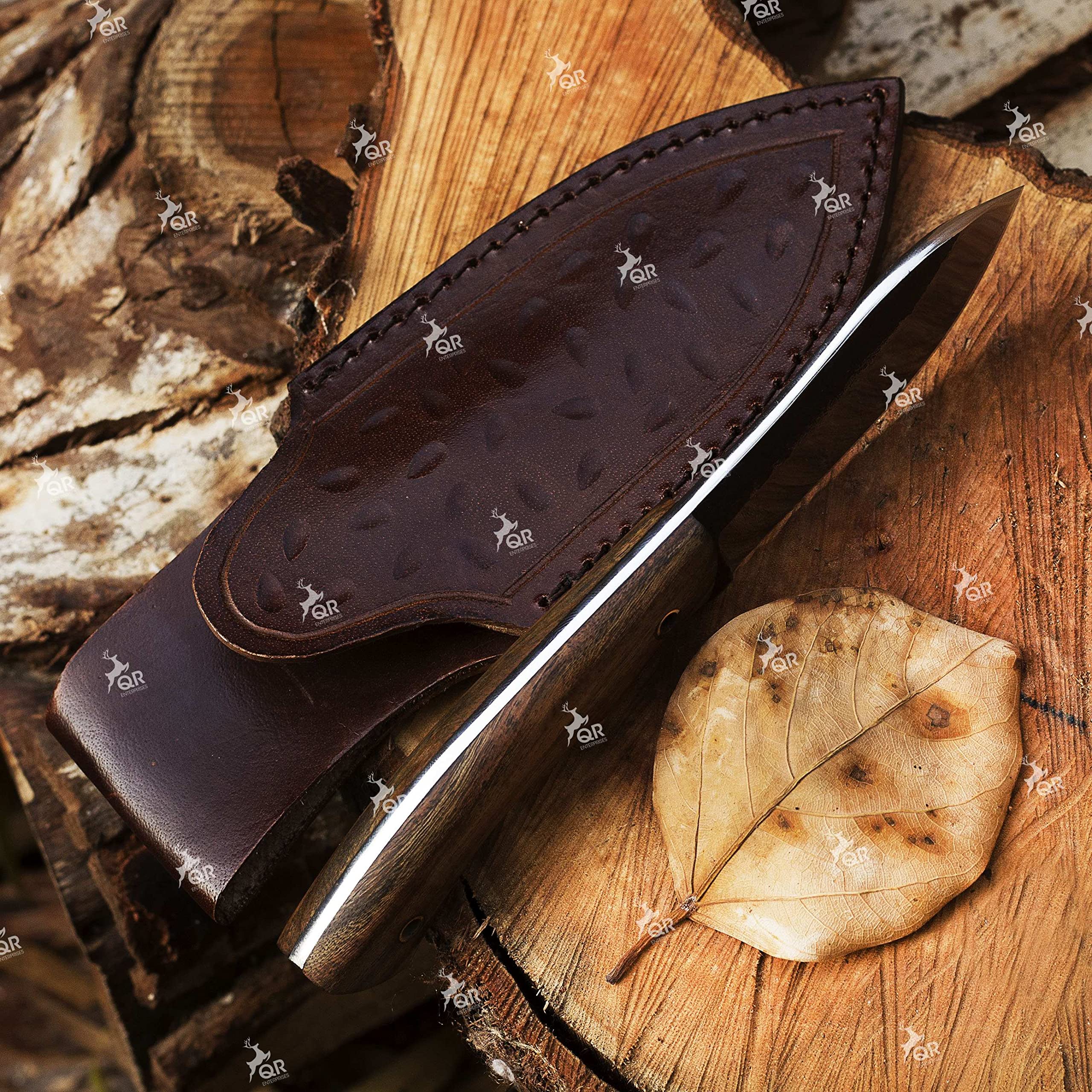 Classic Blades 8.2" inch Bushcraft knife, Survival knife, Hunting, Skinning, Fixed Blade, Outdoor, Full Tang, Camping Wooden Handle Knife With Sheath, Gifts For Him.