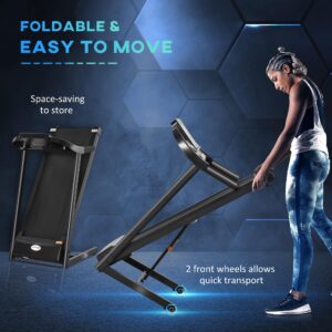 Soozier Folding Treadmill 1.5HP 7.45 MPH Max Speed Electric Motorised Running Jogging Walking Machine w/ 12 Preset Programs and LED Display for Home Gym Indoor Fitness Black