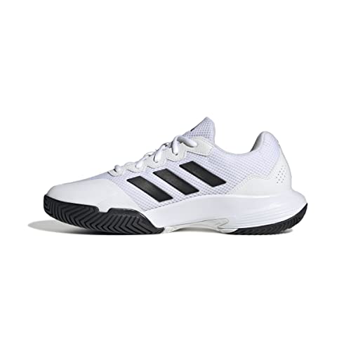 adidas Men's Gamecourt 2 Tennis Shoe, White/Cblack/White, 9.5