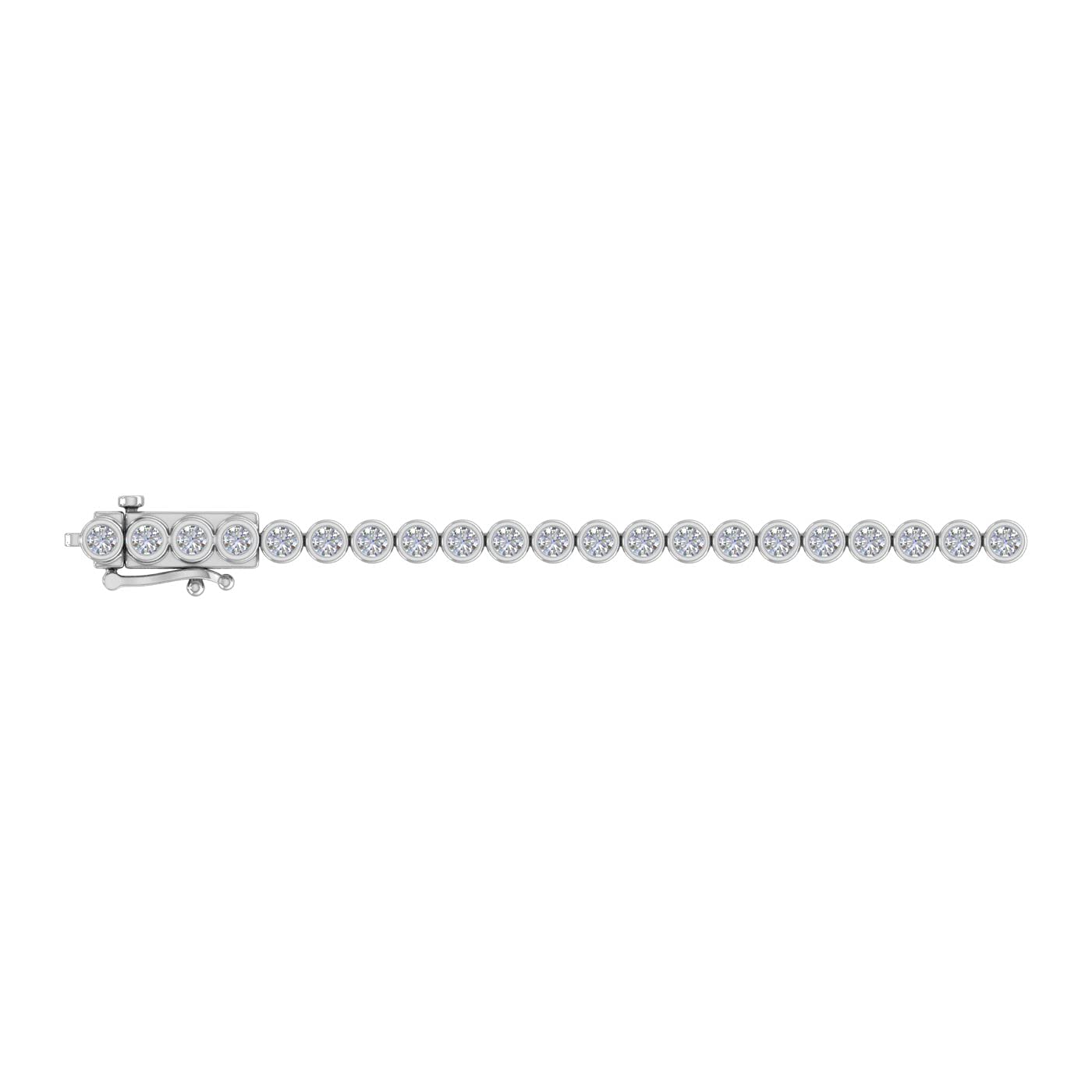 3 Carat Bezel Set Diamond Tennis Bracelet in 14K White Gold (7.5 Inch)