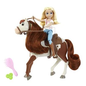 mattel spirit untamed doll & toy horse set, 7-inch abigail small doll with 7 movable joints, boomerang (8-inch) with soft mane & tail & accessories