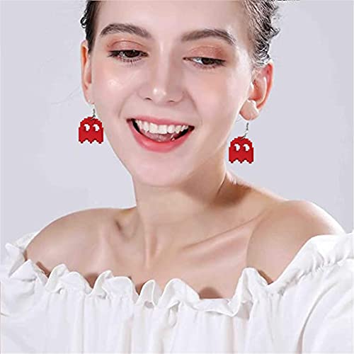 Pixel Ghost Pac-Man Earrings Set,Cute Weird Earrings,80s Earrings Acrylic Gummy Demon Crazy Funny Game Dangle Drop Earrings for Women 5 Pairs