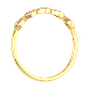 FINEROCK 0.06 Carat Diamond Twisted Wedding Band Ring in 10K Yellow Gold (Ring Size 6)