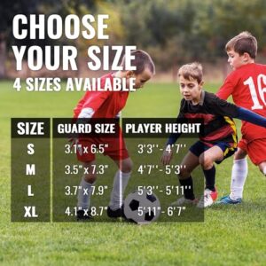 Soccer Shin Guards for Men incl. Sleeves with Optimized Insert Pocket - Protective Soccer Equipment for Kids Adults (Black L)