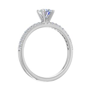 FINEROCK 1/2 Carat Prong Set Solitaire Diamond Engagement Ring Band in 14K White Gold (Ring Size 8)