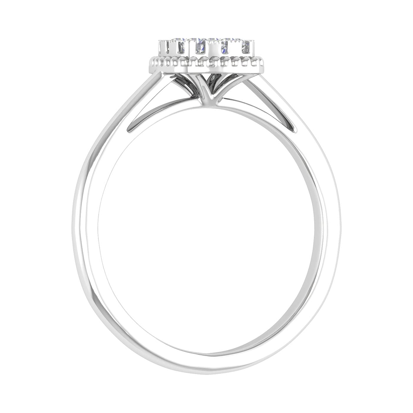 FINEROCK 1/4 Carat Cushion Cut Diamond Ring in 10K White Gold (Ring Size 6)