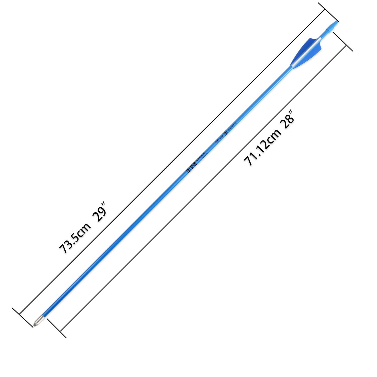 TIGER ARCHERY 28inch Archery Fiberglass Youth Arrows for Recurve Bows- Beginners Adult and Youth Kids Arrows Practice (Pack of 12) (Blue Bullet Tips)