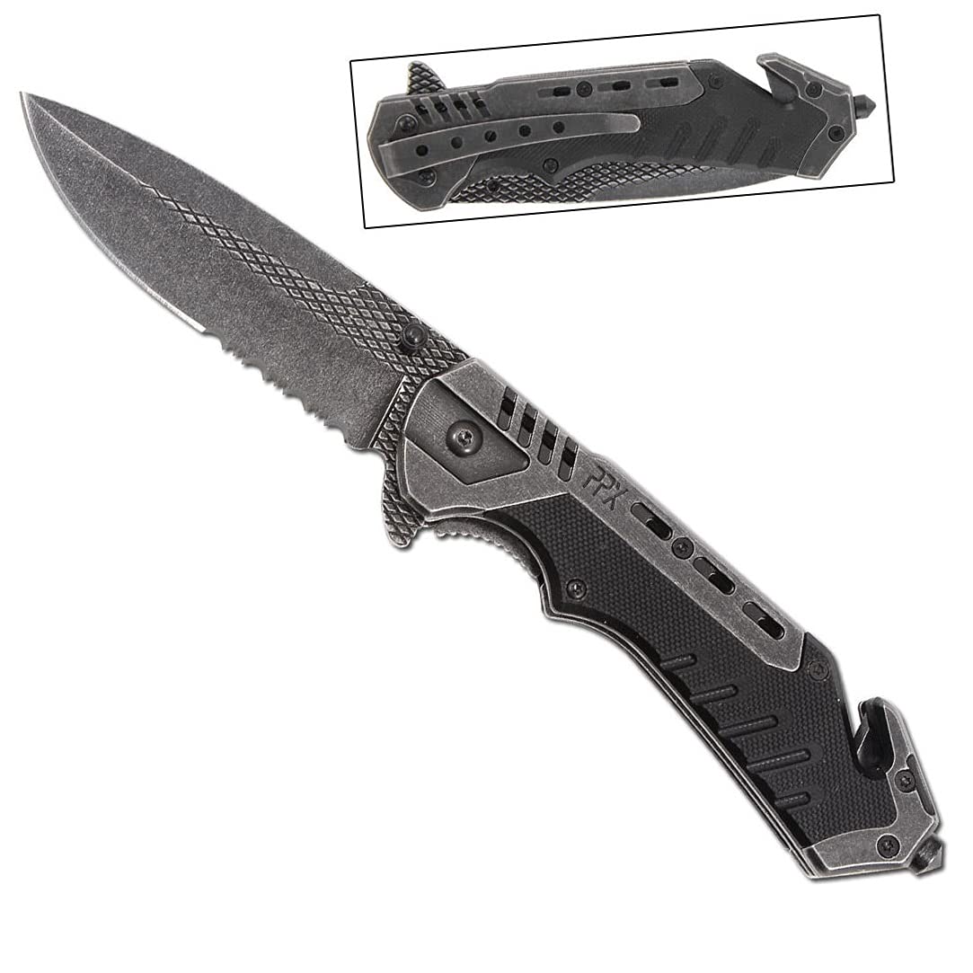 Serpentine G-10 Scale Serrated Emergency Stainless Steel Open Folding Pocket Knife Outdoor Survival Hunting Knife for Camping by Survival Steel